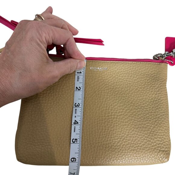 NEW Coach BLEECKER TRIPLE ZIP Leather Crossbody Camel Pink Ruby Edgepaint 51636 - Picture 11 of 12